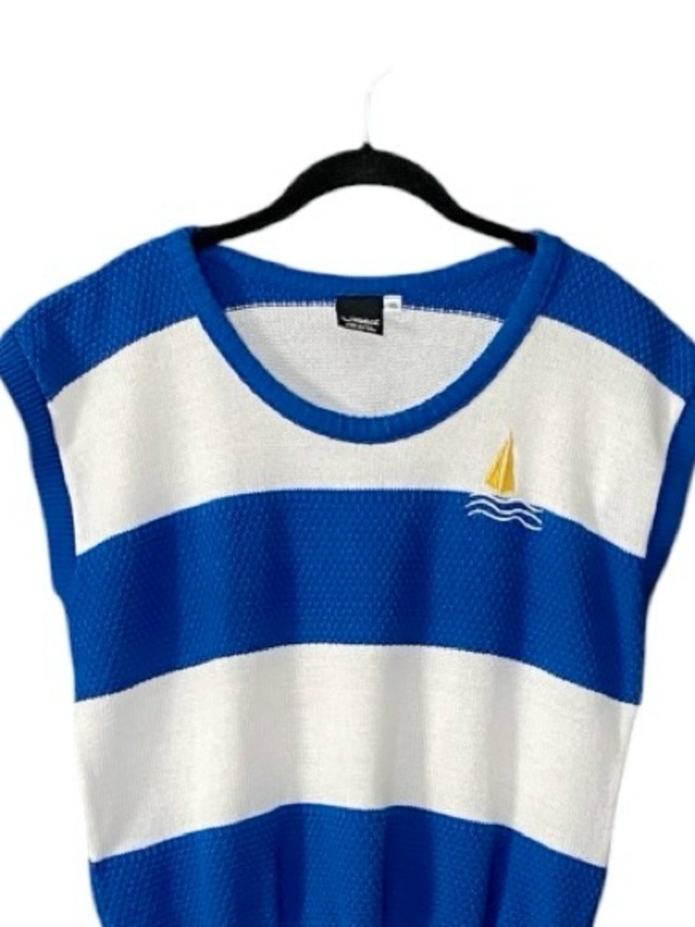 Vintage Catalina USA Nautical Sweater Vest XL Blue White Sailboat Made in USA - Picture 4 of 9